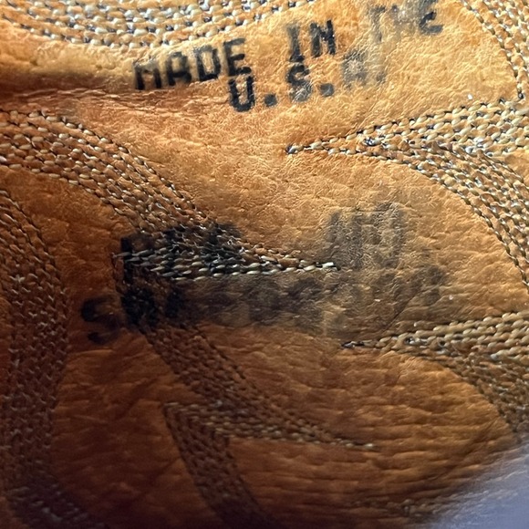 VTG Tony Lama Taurus Cowboy Boots Chocolate Two-Tone Leather #6171 Mens 8.5 D - Picture 13 of 13